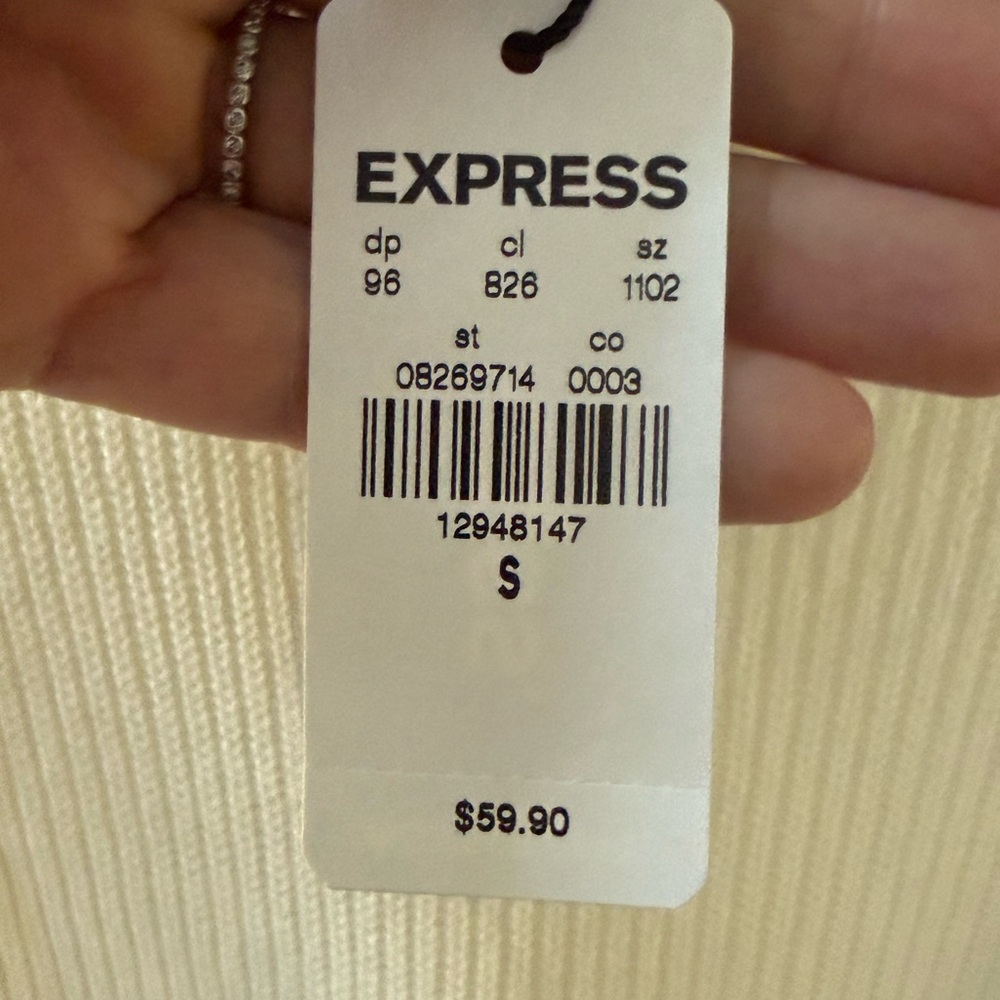 NWT Express Cream Cold Shoulder Sweater! Small! New! - Picture 6 of 8